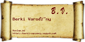 Berki Varsány névjegykártya